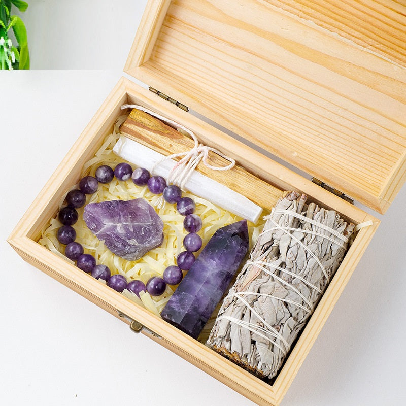 Natural Crystals Wooden Box Set