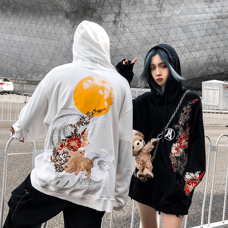 New Chinese style embroidered thin hooded sweater