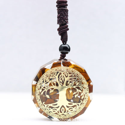 Tree Of Life Gravel Epoxy Resin Necklace