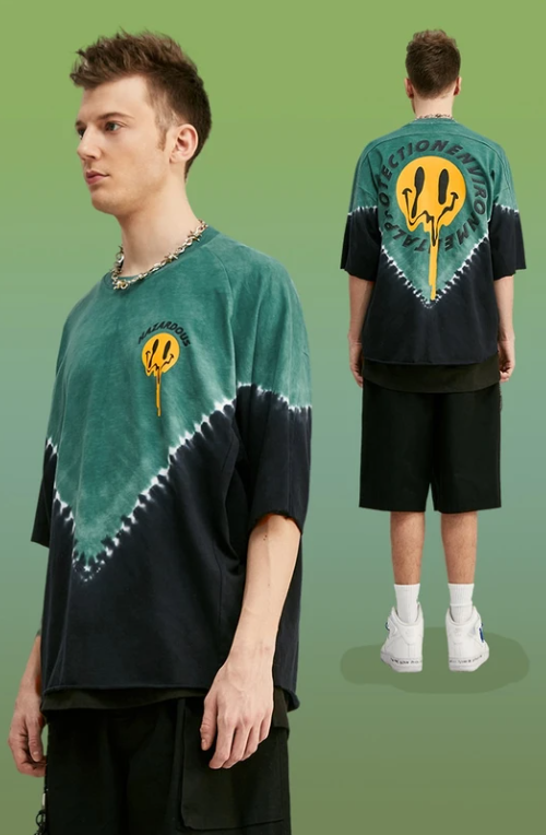 Tie-dye Smiley English Male T-shirt