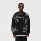 Luminous Cashew Flower Print Polar Fleece Hoodie