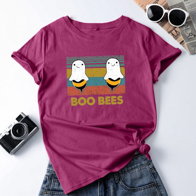 Round neck print short sleeves