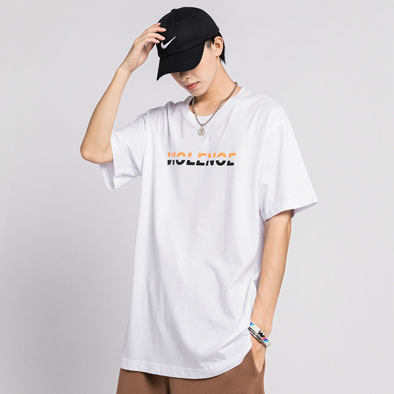 All-match cotton half sleeve printed top