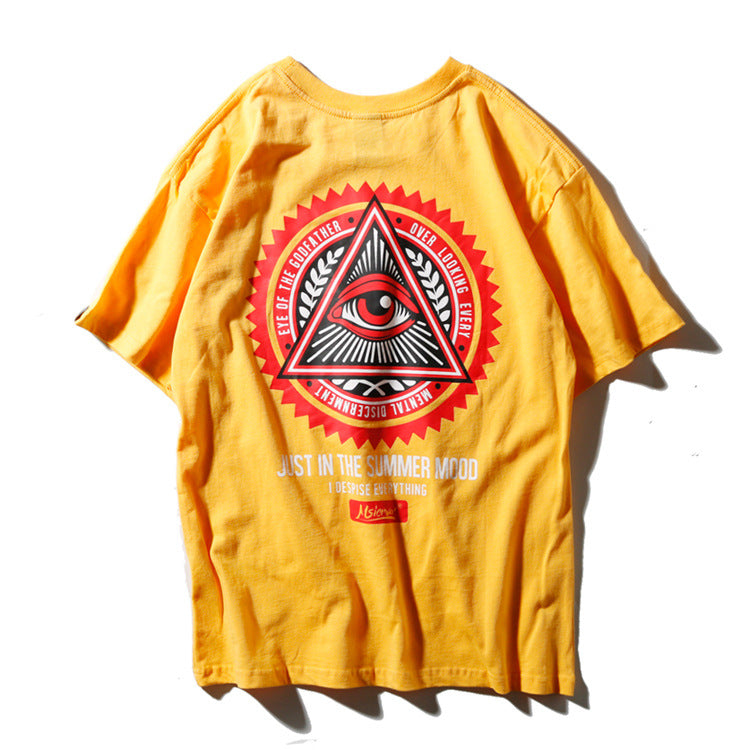 Loose eyes English print short sleeves