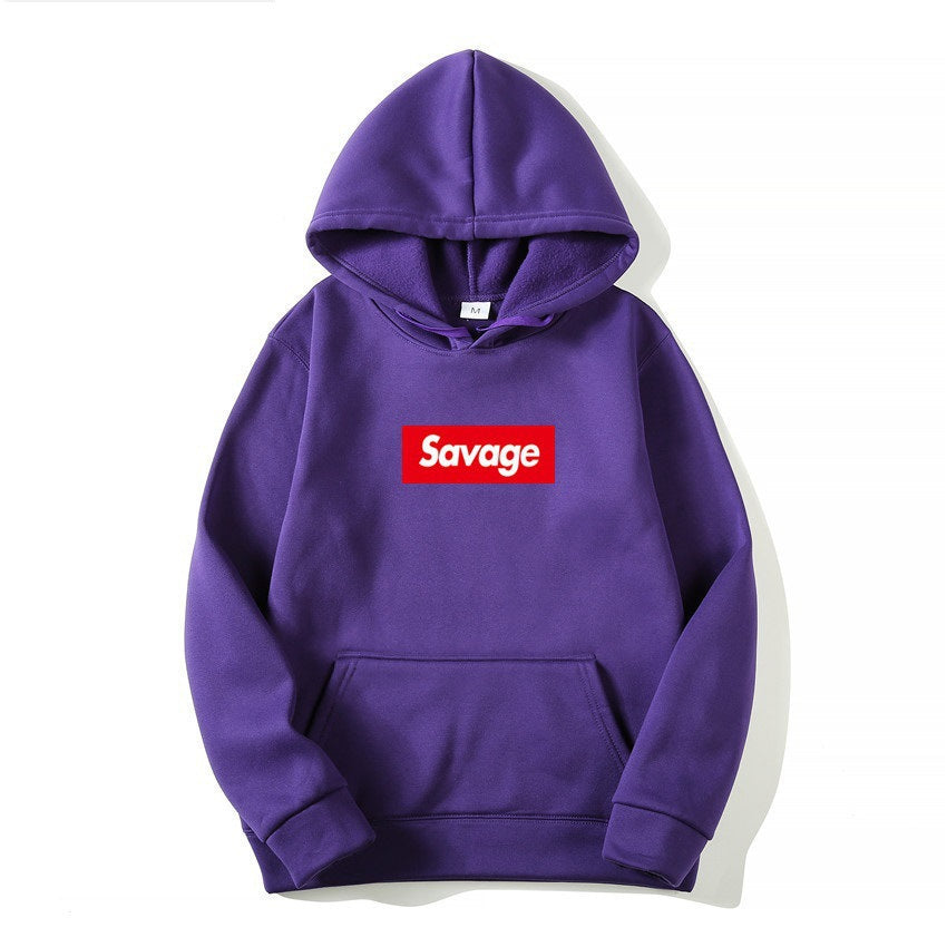 SAVAGE Couple Style Fashion Personality Printed Men's Sweatshirt with Fleece Hooded Hood