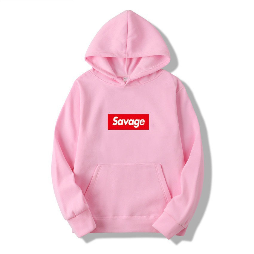 SAVAGE Couple Style Fashion Personality Printed Men's Sweatshirt with Fleece Hooded Hood