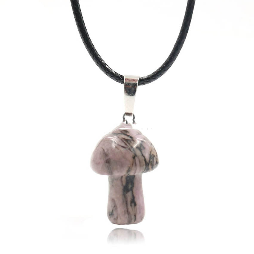 Natural Crystal Mini Mushroom Necklace