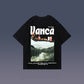 Short-sleeved Hong Kong Style Letter Landscape Print Loose