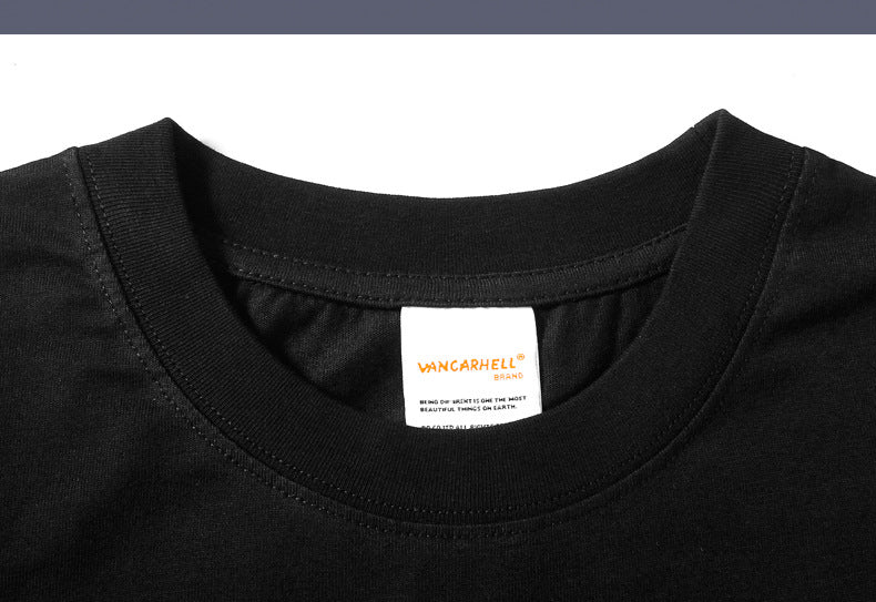 Short-sleeved Hong Kong Style Letter Landscape Print Loose