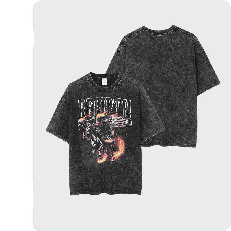 Fashion Wash Men Short Sleeved Distressed