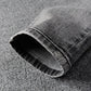 Trendy Cross Embroidered Gray Pencil Pants Men's Casual Jeans