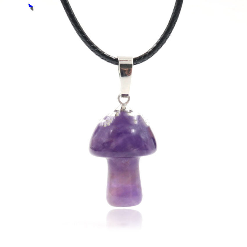Natural Crystal Mini Mushroom Necklace