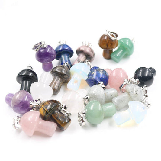 Natural Crystal Mini Mushroom Necklace